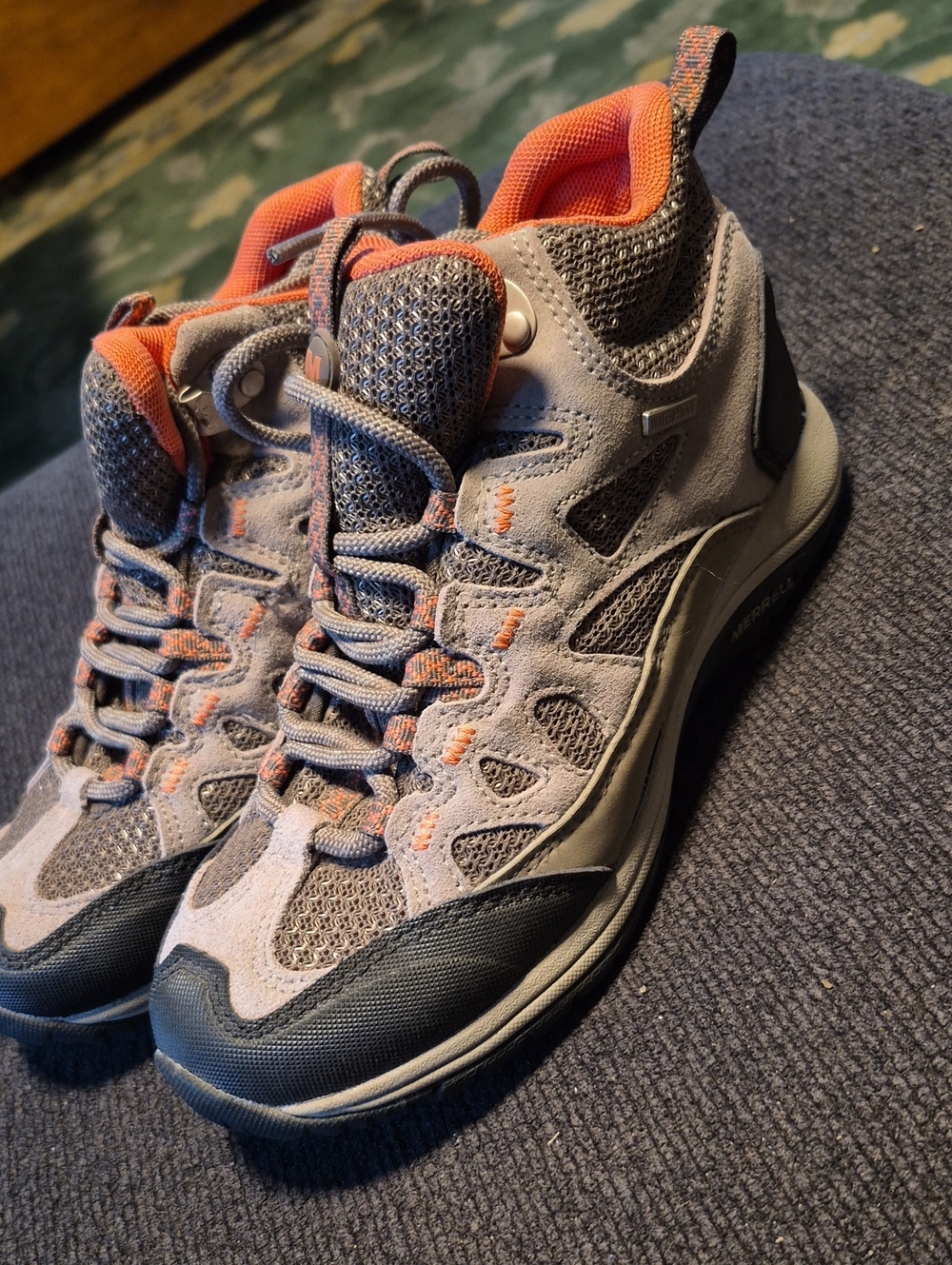 Merrell Gray and Orange Trail Sneakers
